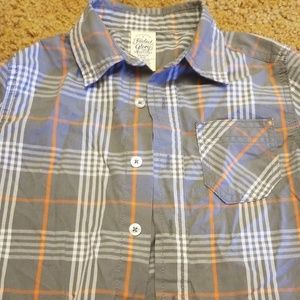Dress shirt plaid with orange and white stripes